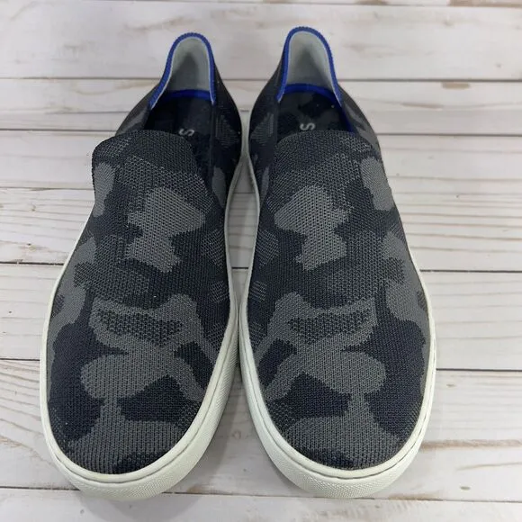 Rothy’s The Sneaker Slip On Womens Size 8.5 Black Gray Camo Casual Flats