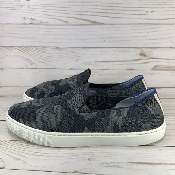Rothy’s The Sneaker Slip On Womens Size 8.5 Black Gray Camo Casual Flats