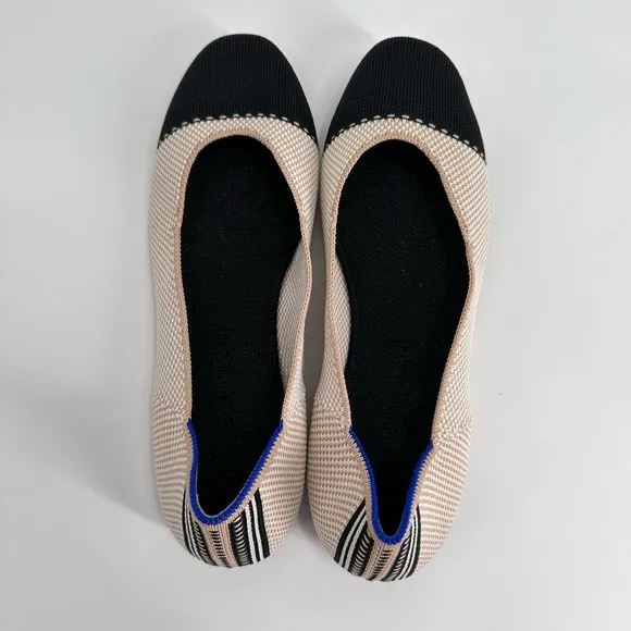 Rothy’s The Square Tuxedo Captoe‎ Knit Fabric Slip On Ballet Flats Women’s 9