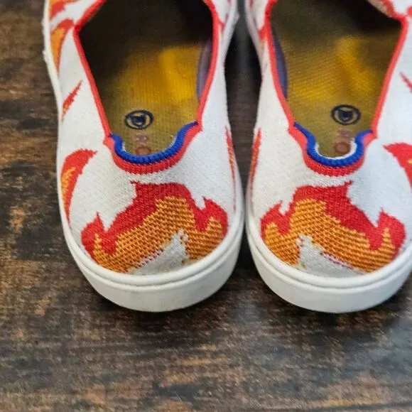 Rothy's The Kids Sneaker Flames Slip On Flats Shoes Big Kid Size 4
