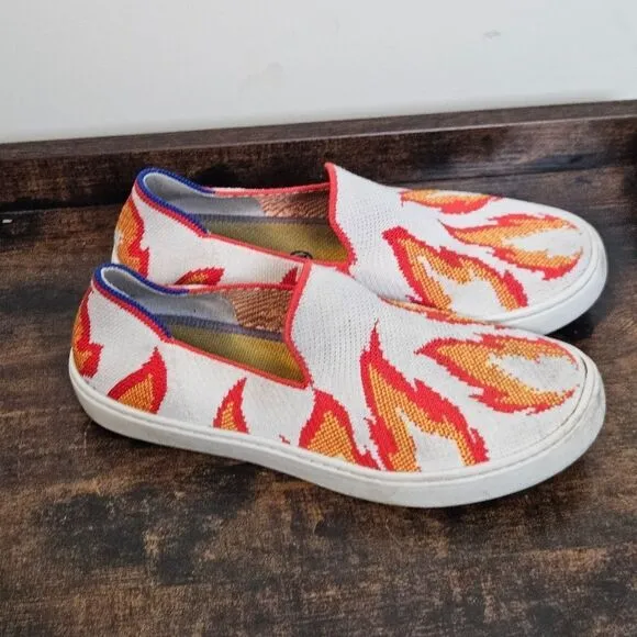 Rothy's The Kids Sneaker Flames Slip On Flats Shoes Big Kid Size 4