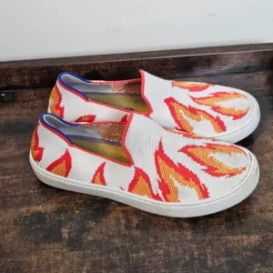 Rothy's The Kids Sneaker Flames Slip On Flats Shoes Big Kid Size 4