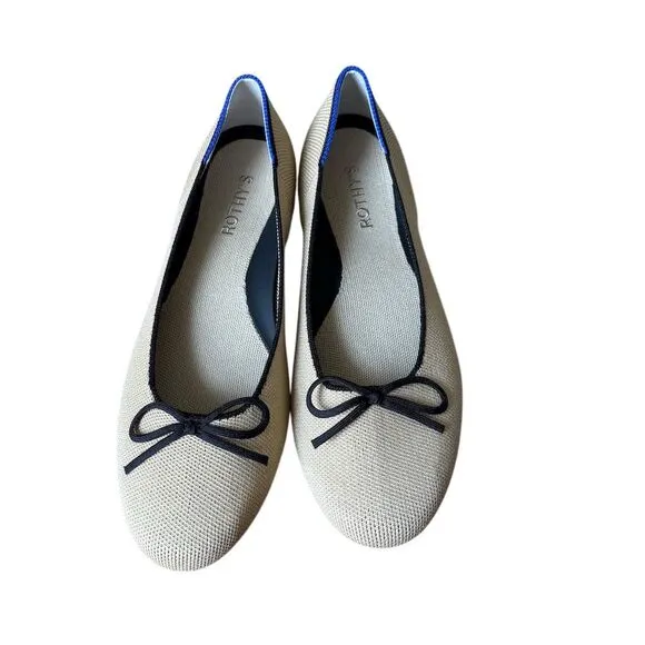 Rothy's Women's Ballet Flats Size 9 Cream Captoe Slip On Eco-Friendly