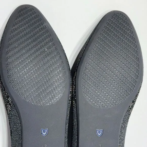 Rothy’s Women's Black Gray Metallic Glitter Floral Almond Toe Loafers Size 12