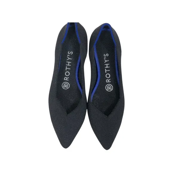 Rothy’s.  Women’s Black The Point Knit Flat Loafers Size W6