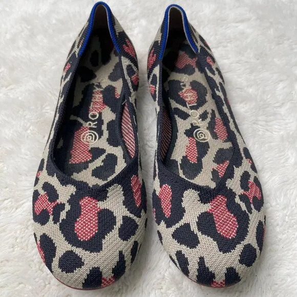 Rothy's Women's Cream Black The Flat Big Red Cat Round Toe Flats Shoes Size 9