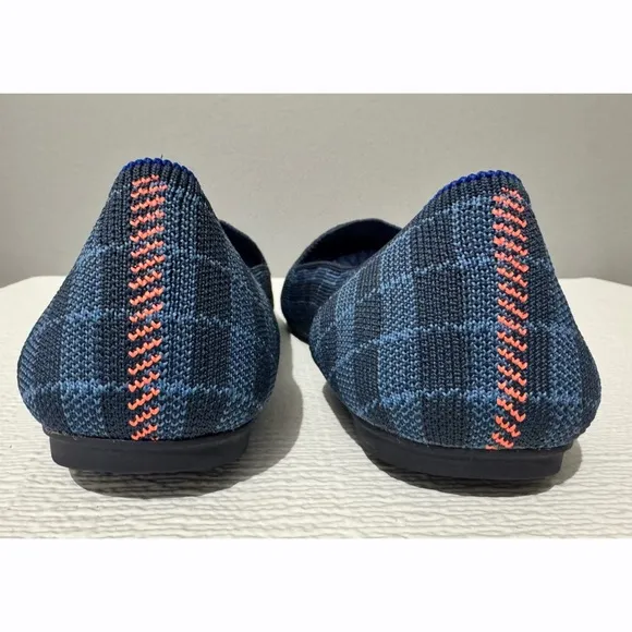 Rothy’s Womens Indigo Gingham Plaid Checkered Slip On Flats Loafers Round Toe 9
