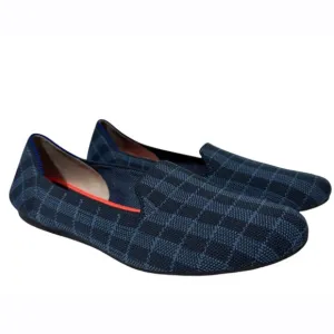 Rothy’s Womens Indigo Gingham Plaid Checkered Slip On Flats Loafers Round Toe 9