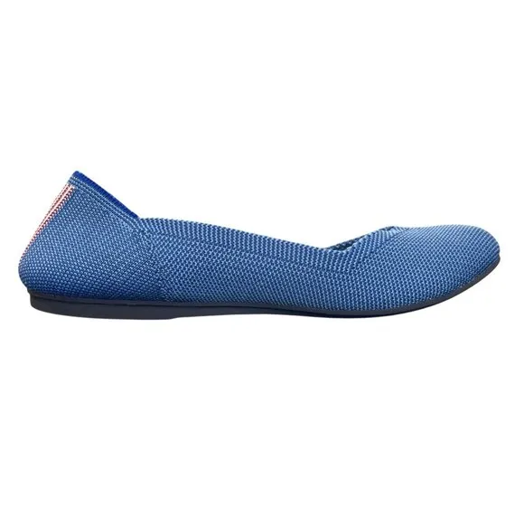 Rothys Womens Round Toe Flats Indigo Blue Knit Size 7 Retired Limited Edition