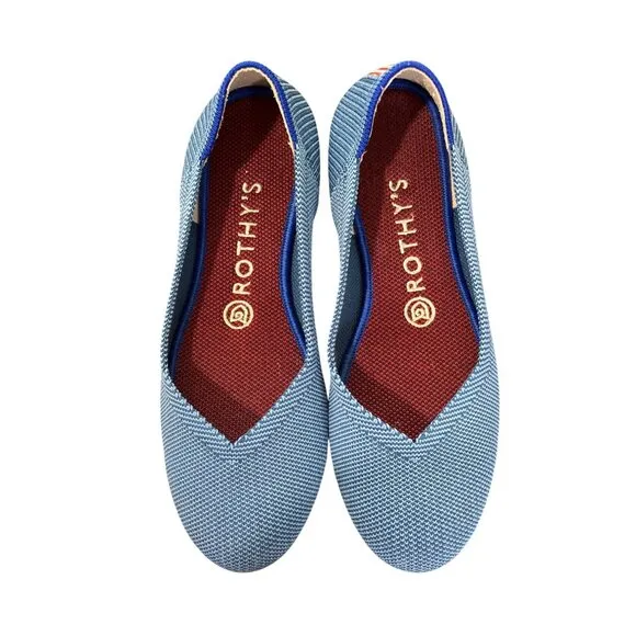 Rothys Womens Round Toe Flats Indigo Blue Knit Size 7 Retired Limited Edition