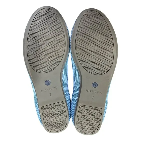 Rothys Womens Round Toe Flats Indigo Blue Knit Size 7 Retired Limited Edition