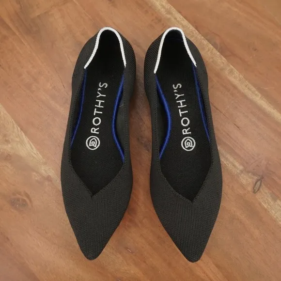 Rothys Womens The Point Black Ballet Flats Size 6 Slip On Washable