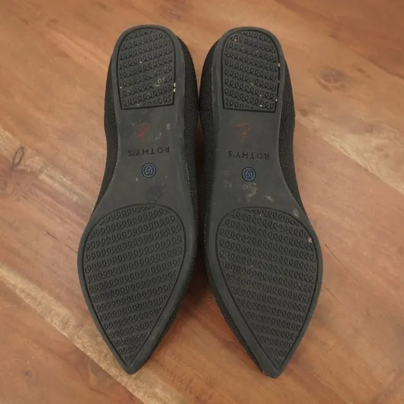 Rothys Womens The Point Black Ballet Flats Size 6 Slip On Washable