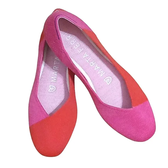 Rothy's x Marta Ferri Flats Flame Azalea Wool Colorblock Special Edition Retired