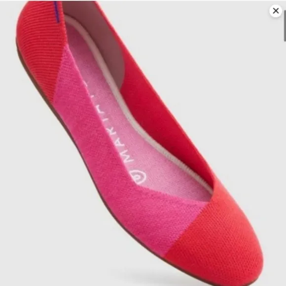 Rothy's x Marta Ferri Flats Flame Azalea Wool Colorblock Special Edition Retired