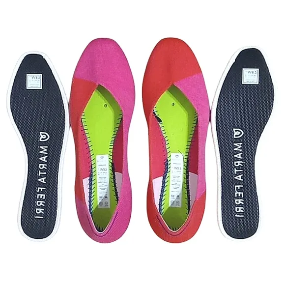 Rothy's x Marta Ferri Flats Flame Azalea Wool Colorblock Special Edition Retired