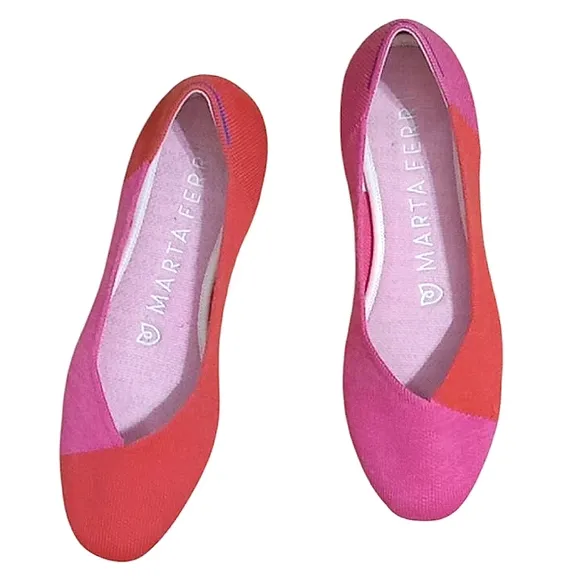 Rothy's x Marta Ferri Flats Flame Azalea Wool Colorblock Special Edition Retired