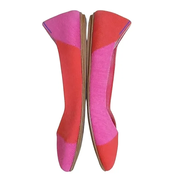 Rothy's x Marta Ferri Flats Flame Azalea Wool Colorblock Special Edition Retired