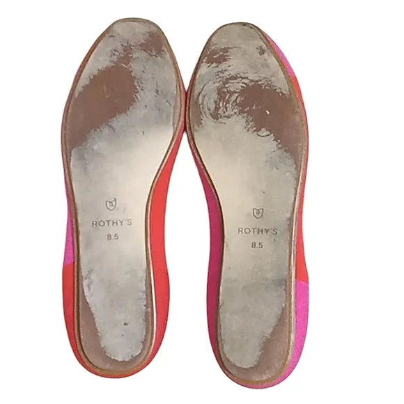 Rothy's x Marta Ferri Flats Flame Azalea Wool Colorblock Special Edition Retired