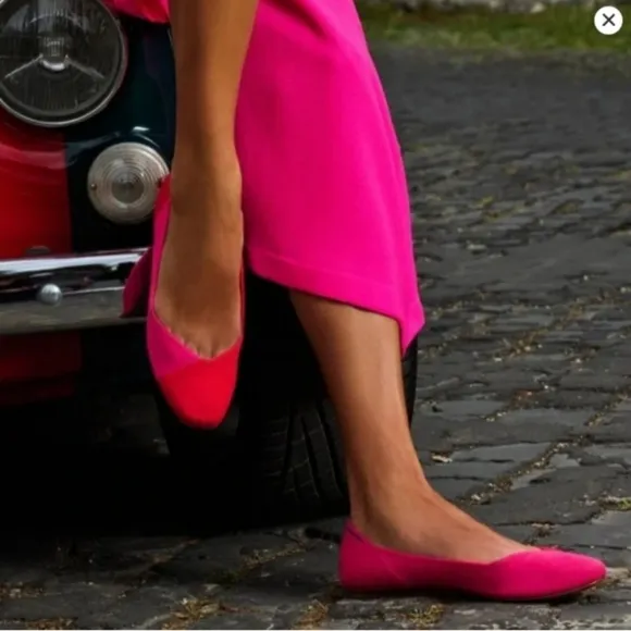 Rothy's x Marta Ferri Flats Flame Azalea Wool Colorblock Special Edition Retired