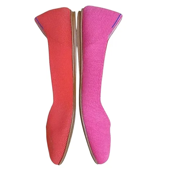 Rothy's x Marta Ferri Flats Flame Azalea Wool Colorblock Special Edition Retired