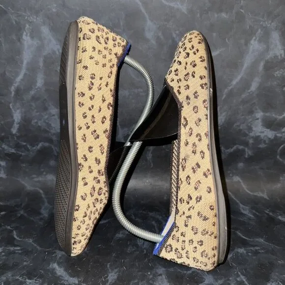 Rothy's The Flat Cheetah Print Knit Slip On Ballet Flats Shoe Womens Size 8.5