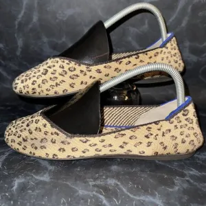 Rothy's The Flat Cheetah Print Knit Slip On Ballet Flats Shoe Womens Size 8.5