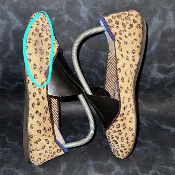 Rothy's The Flat Cheetah Print Knit Slip On Ballet Flats Shoe Womens Size 8.5