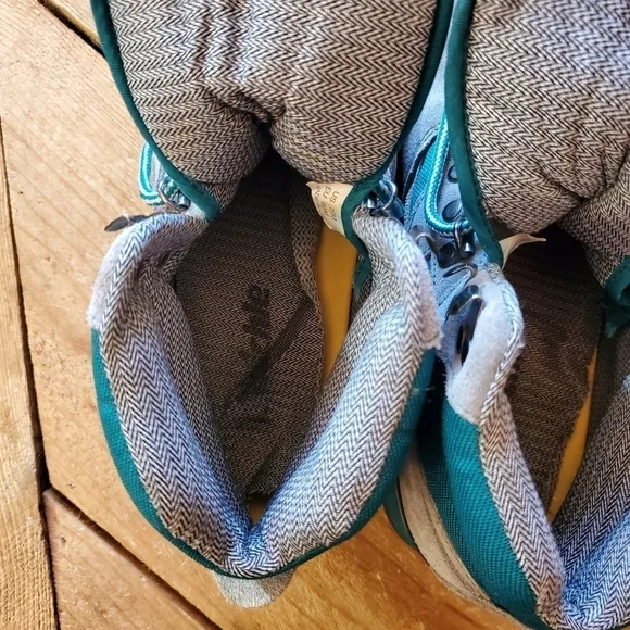 RRaichle Swiss Design Mountaineer Gray Suede and Teal Nylon Climbing Boots sz7.5