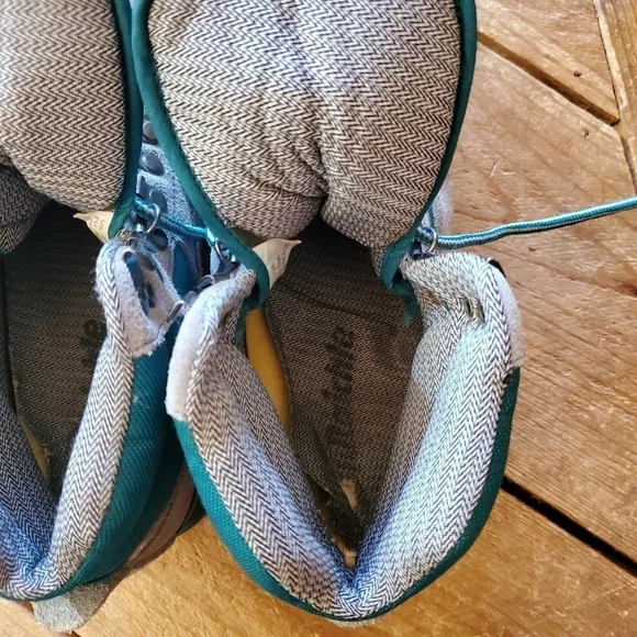 RRaichle Swiss Design Mountaineer Gray Suede and Teal Nylon Climbing Boots sz7.5