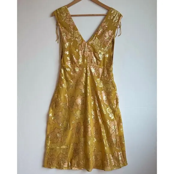 Rumored Paradise Midi Dress Shimmer Silk Blend Elegant Chic Medium Golden Hour