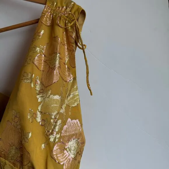 Rumored Paradise Midi Dress Shimmer Silk Blend Elegant Chic Medium Golden Hour
