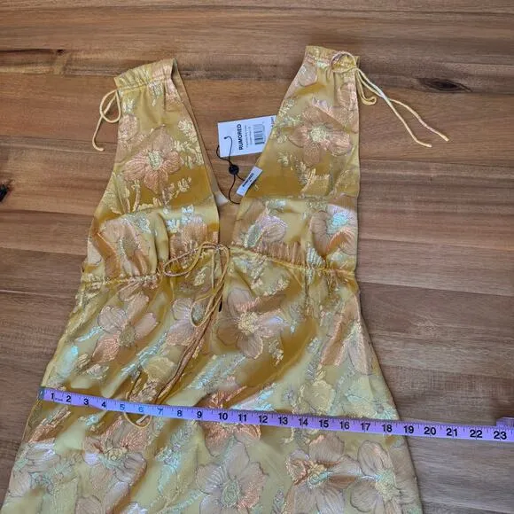 Rumored Paradise Midi Dress Shimmer Silk Blend Elegant Chic Medium Golden Hour