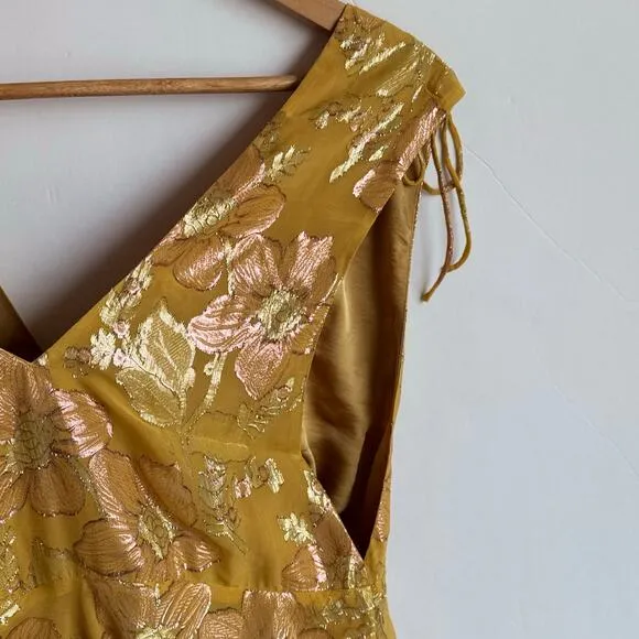 Rumored Paradise Midi Dress Shimmer Silk Blend Elegant Chic Medium Golden Hour