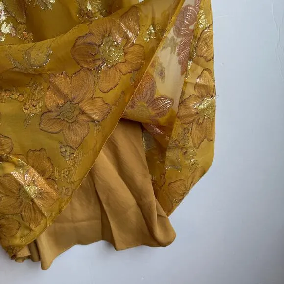 Rumored Paradise Midi Dress Shimmer Silk Blend Elegant Chic Medium Golden Hour