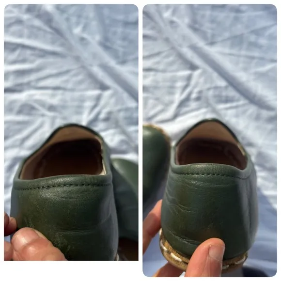 Sabah Denali green leather slip on handmade middle Eastern loafers