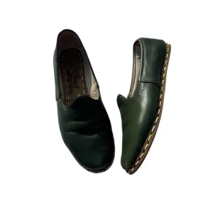 Sabah Denali green leather slip on handmade middle Eastern loafers
