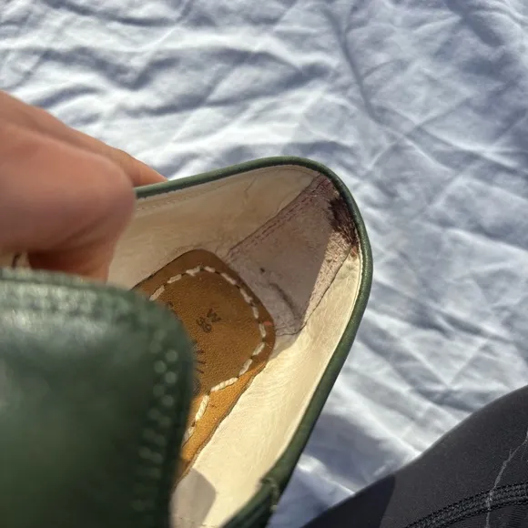 Sabah Denali green leather slip on handmade middle Eastern loafers