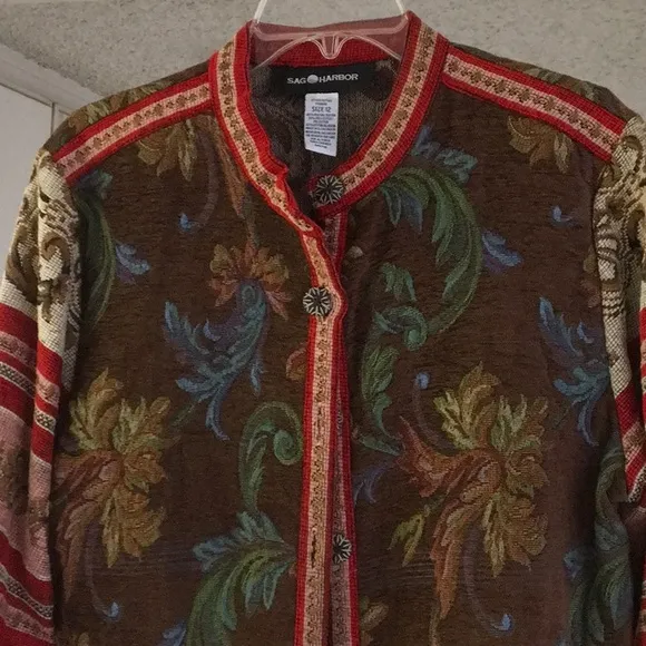 SAG HARBOR/ BOHO BROCADE TAPESTRY JACKET/NEW