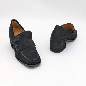 Saint G Black Suede Amelia Bumpy Block Heel Loafers Size 36