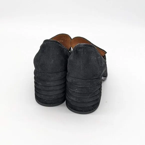 Saint G Black Suede Amelia Bumpy Block Heel Loafers Size 36