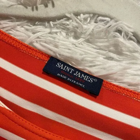 Saint James Tuckernuck Propriano Stripe Dress in Orange White Size 8