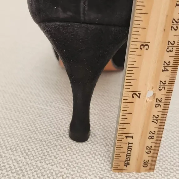 Salvatore Ferragamo 7 B Black Suede Boots Pull On Heeled Women Italy