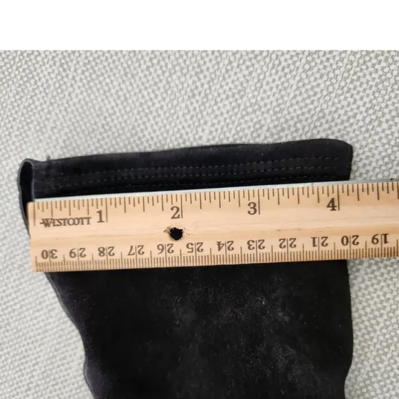 Salvatore Ferragamo 7 B Black Suede Boots Pull On Heeled Women Italy