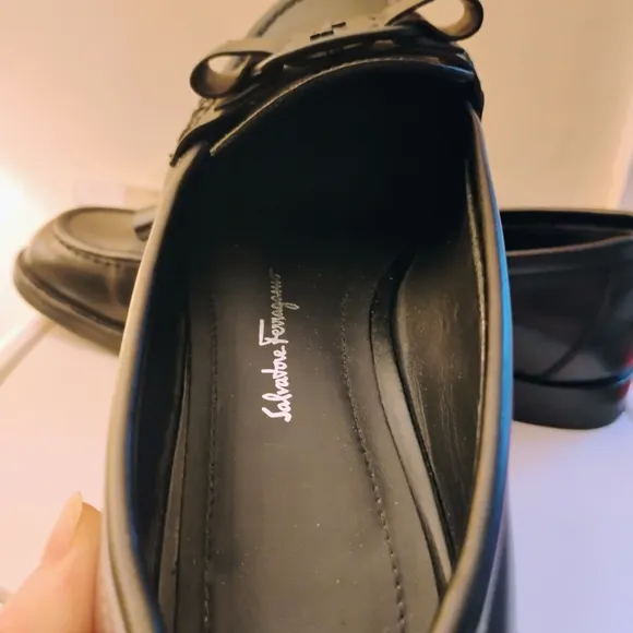 Salvatore Ferragamo Black Leather Loafers for Women
