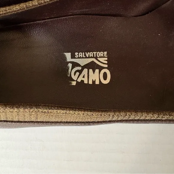 SALVATORE FERRAGAMO Brown and Tweed Square Toe Loafers