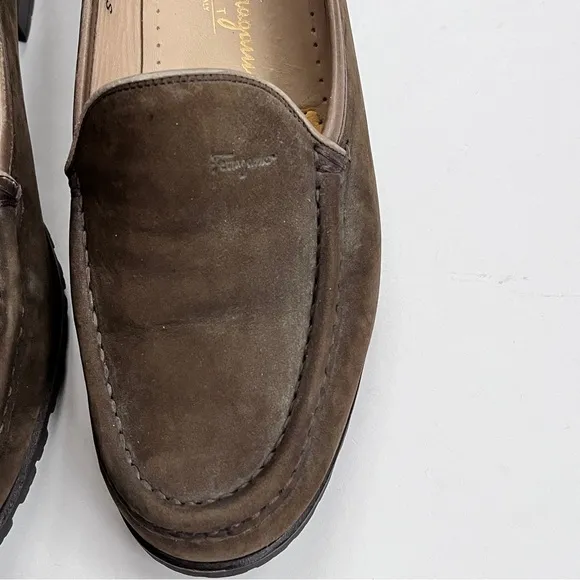 Salvatore Ferragamo Brown Suede Loafers Size 8.5 B