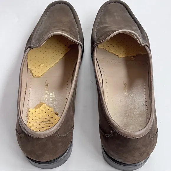 Salvatore Ferragamo Brown Suede Loafers Size 8.5 B