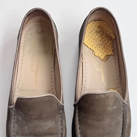 Salvatore Ferragamo Brown Suede Loafers Size 8.5 B