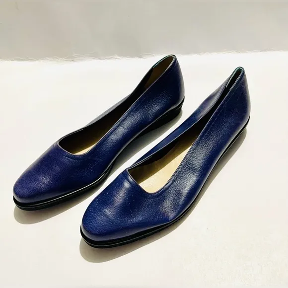 Salvatore Ferragamo Loafers Flats Leather Slip On Blue Mocasines Women’s 8.5
